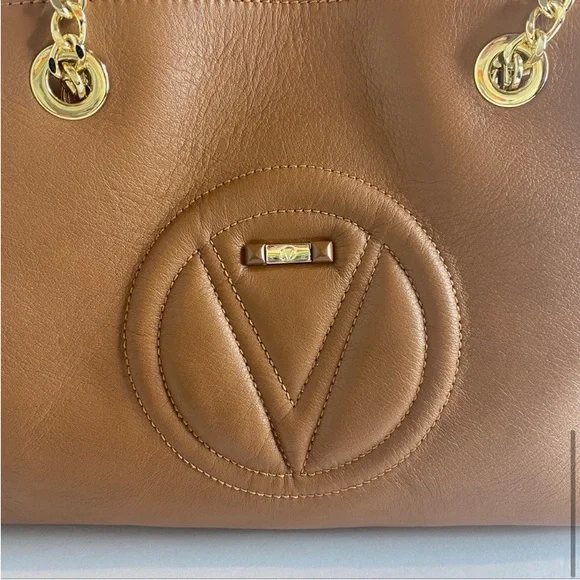 NWT Authentic VALENTINO By Mario Valentino Gold Chain Ladies Crossbody/ Tote Bag - Picture 13 of 15